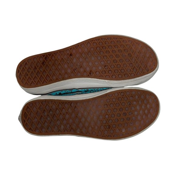 Vans Aqua Blue Graffiti Skull Bat Yin and Yang Smiley Face Sneakers M 6 W 7.5 - Picture 9 of 10